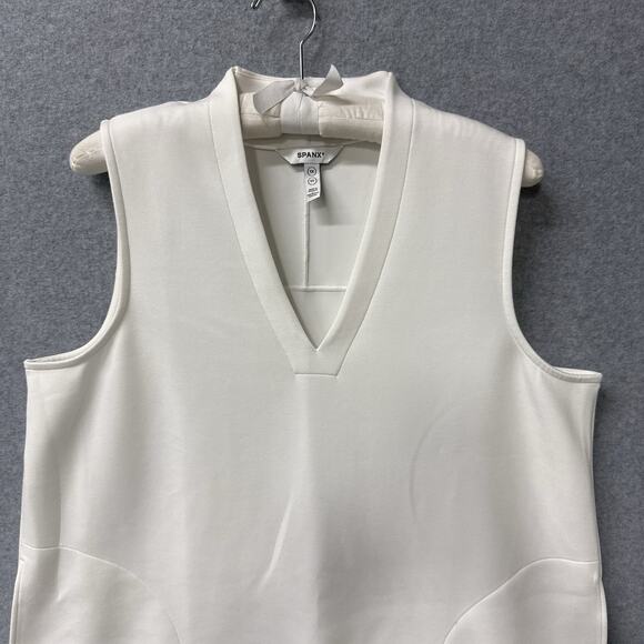 Spanx 50768R AirEssentials Powder White V-Neck Mini Dress Plus Size 1X - Picture 2 of 8